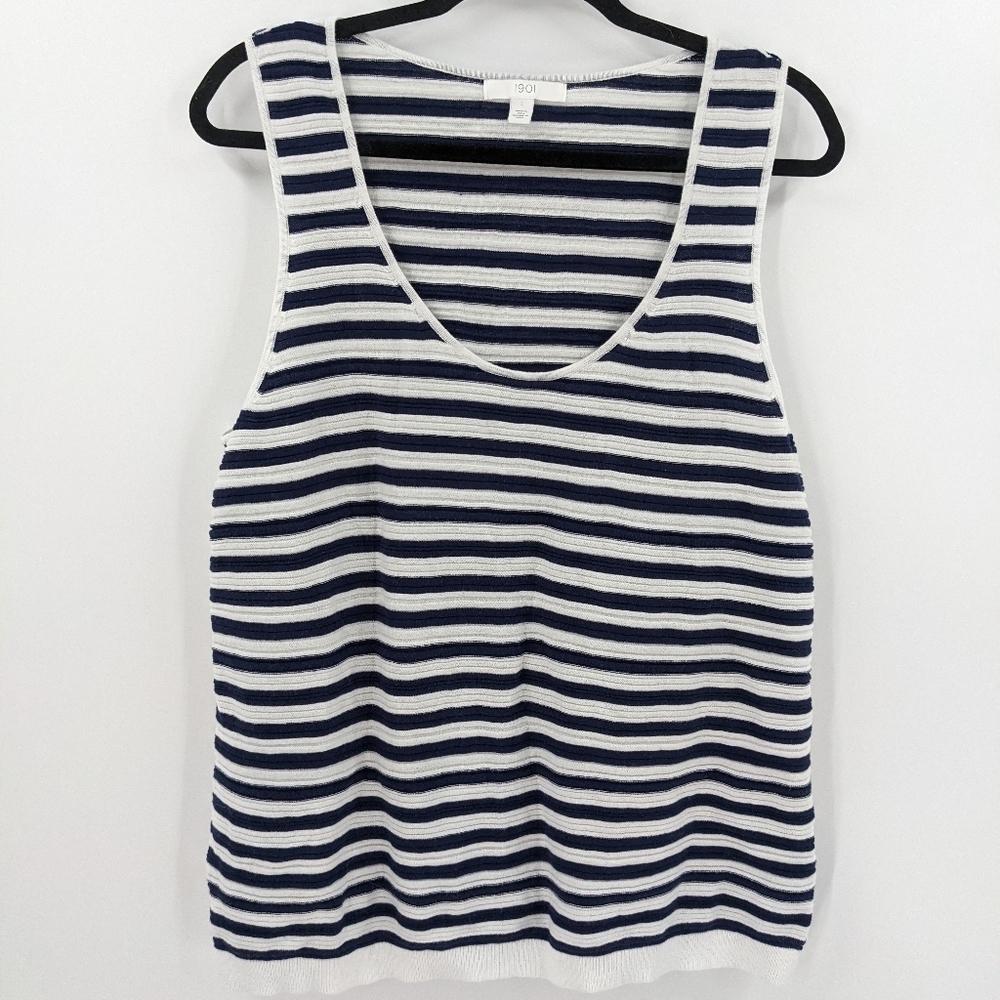 1901 Striped Sleeveless Scoopneck Sweater Tank